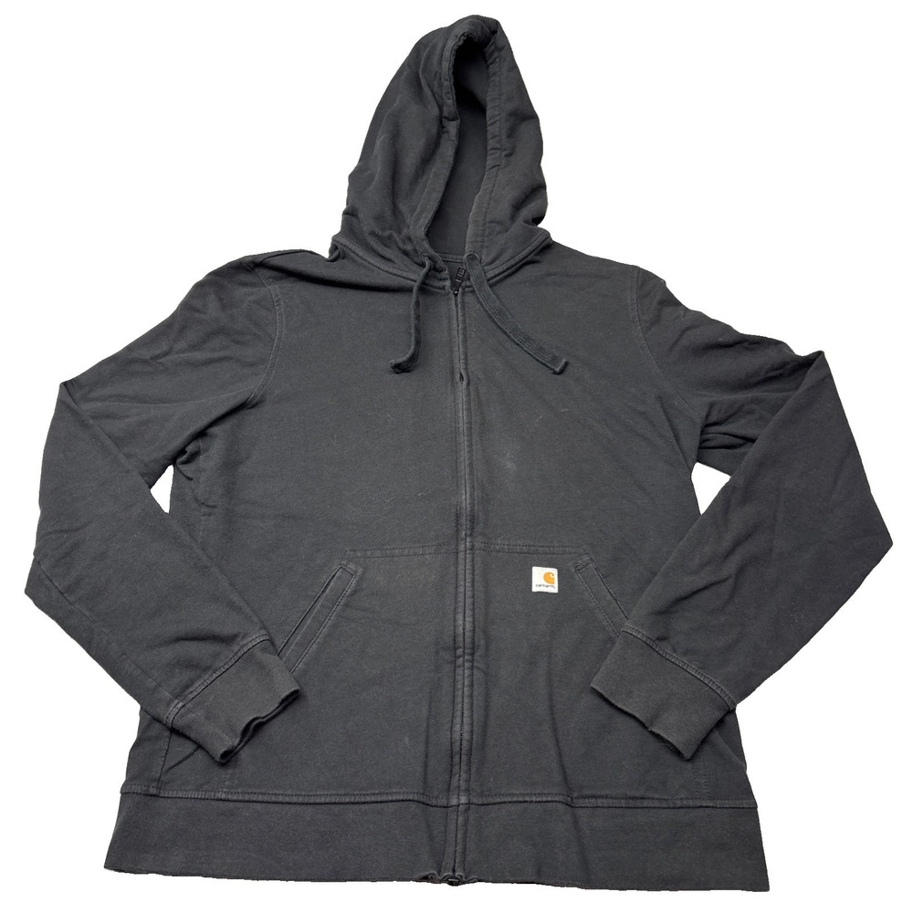 Carhartt Hoodie Sweatshirt Womens Sz Large Black Full Zip